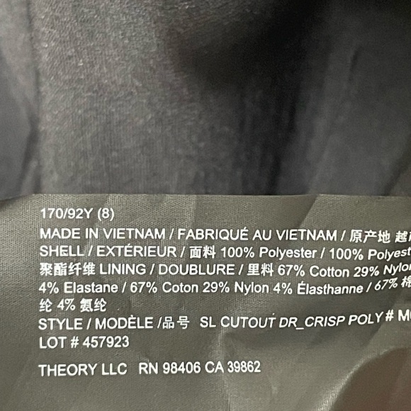 Theory dress midi black cut out NWT sz 8 Crisp Poly - Picture 8 of 9